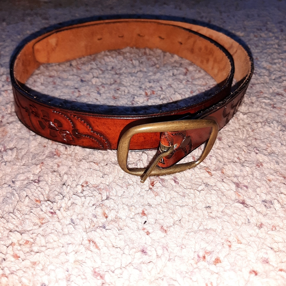 Vintage Tooled Leather Belt